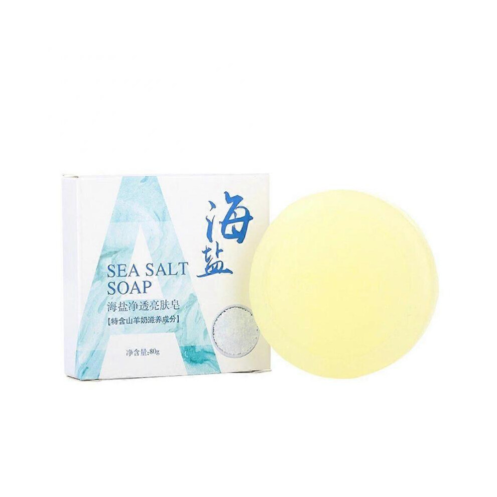 (A04) Sea Salt Soap Whitening Moisturizing Soap Natural Milk Sea Salt Soap Remove Mite Pimple Pores Acne Treatment