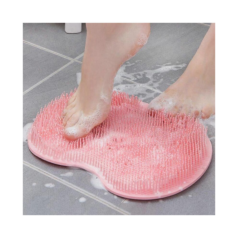 HJyang Silicone Rub Back Brush Bathroom Non-slip Wash Foot Pad Massage Shower Mat with Sucker Bath Massage Foot Exfoliating Brush UJK