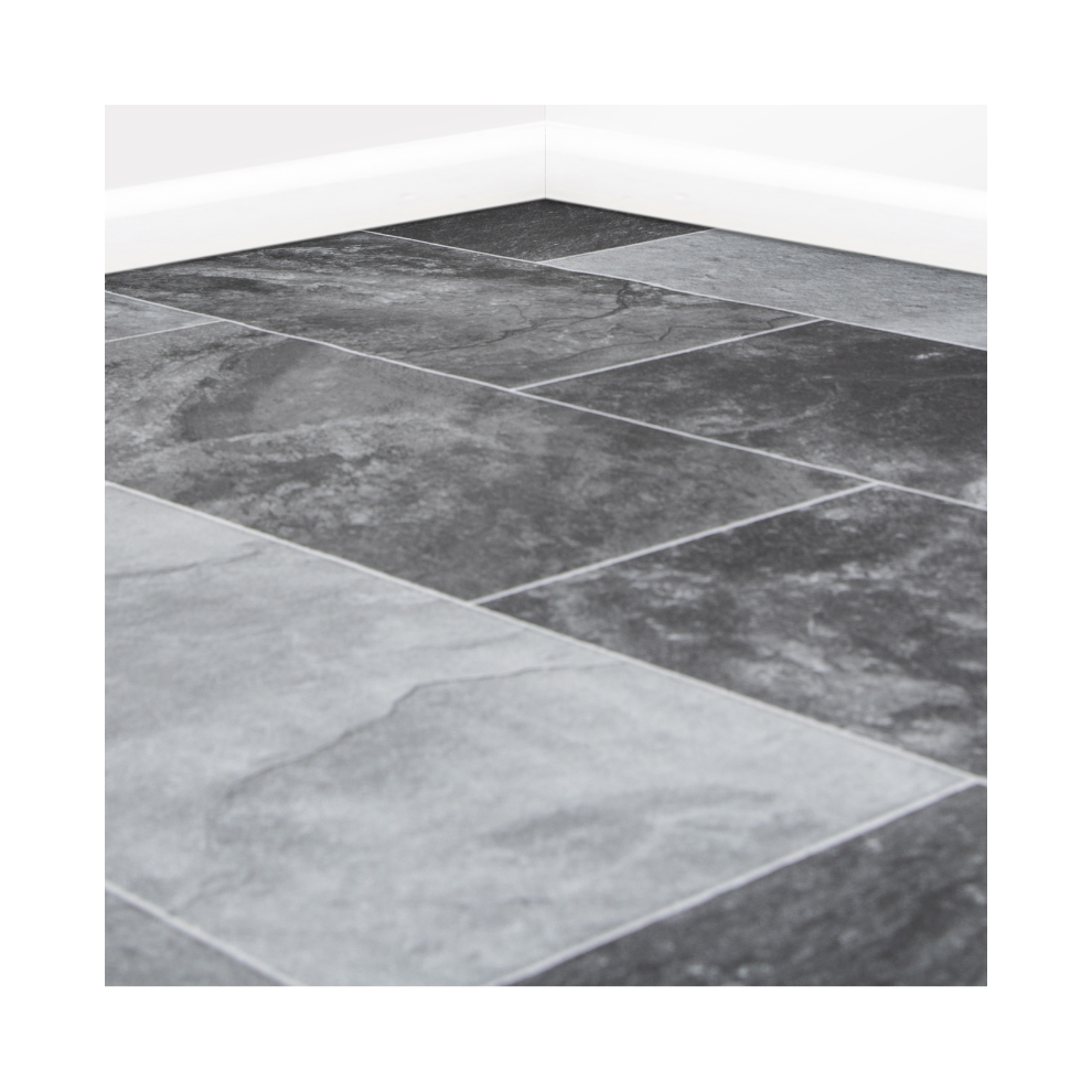 (Storm Tile Vinyl, 3m x 2m Width) Tile Effect Vinyl Flooring Lino Roll 2m & 4m Width