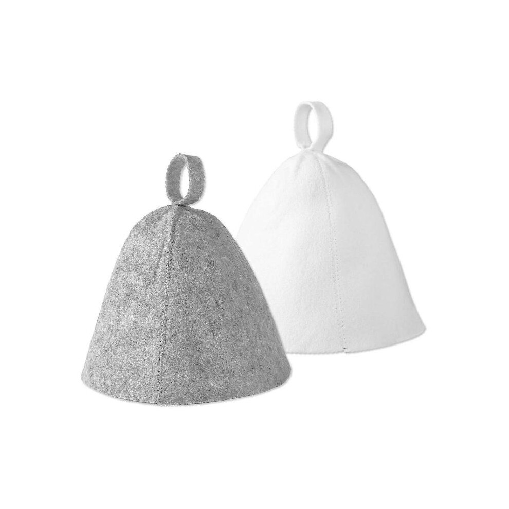 (gray plus white) Set of 2 Sauna Caps Sauna Shower Hats Women Bath Accessories Felt Texture Suitable for Relaxing Spa Experiences  gray plus white