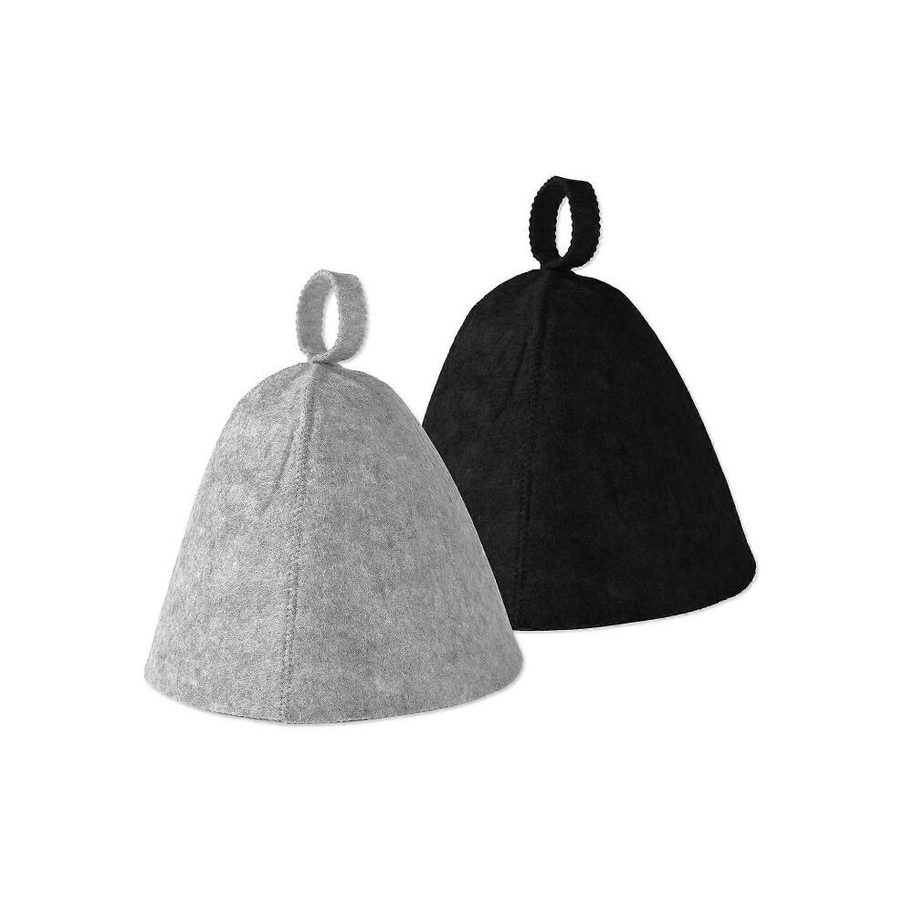 (gray plus black) Set of 2 Sauna Caps Sauna Shower Hats Women Bath Accessories Felt Texture Suitable for Relaxing Spa Experiences  gray plus white