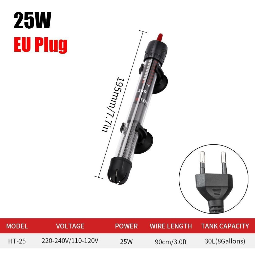 (EU 25W) 1pcs Aquarium Fish Tank Thermostat Heater Rod Adjustable Temperature Water Heat Rod