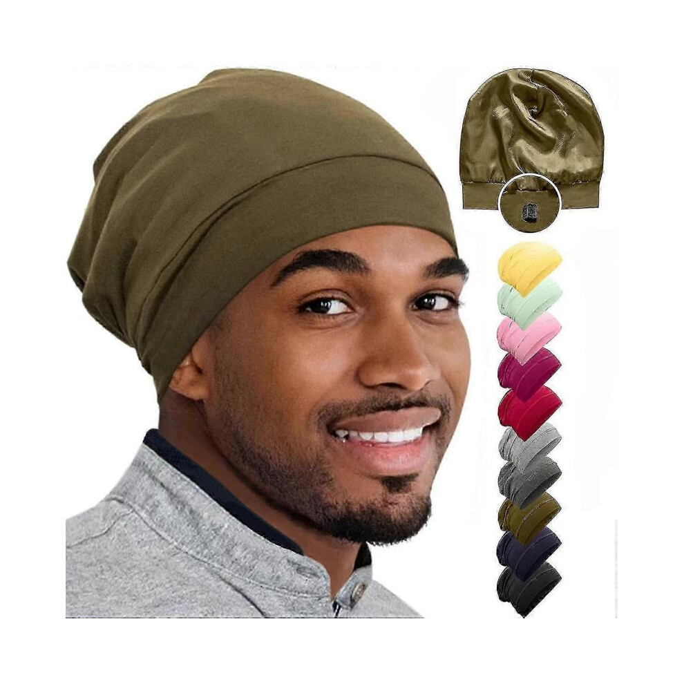 (Olive) Bonnet Silk Bonnet For Sleeping Satin Bonnet Hair Bonnets Black Women Silk Sleep