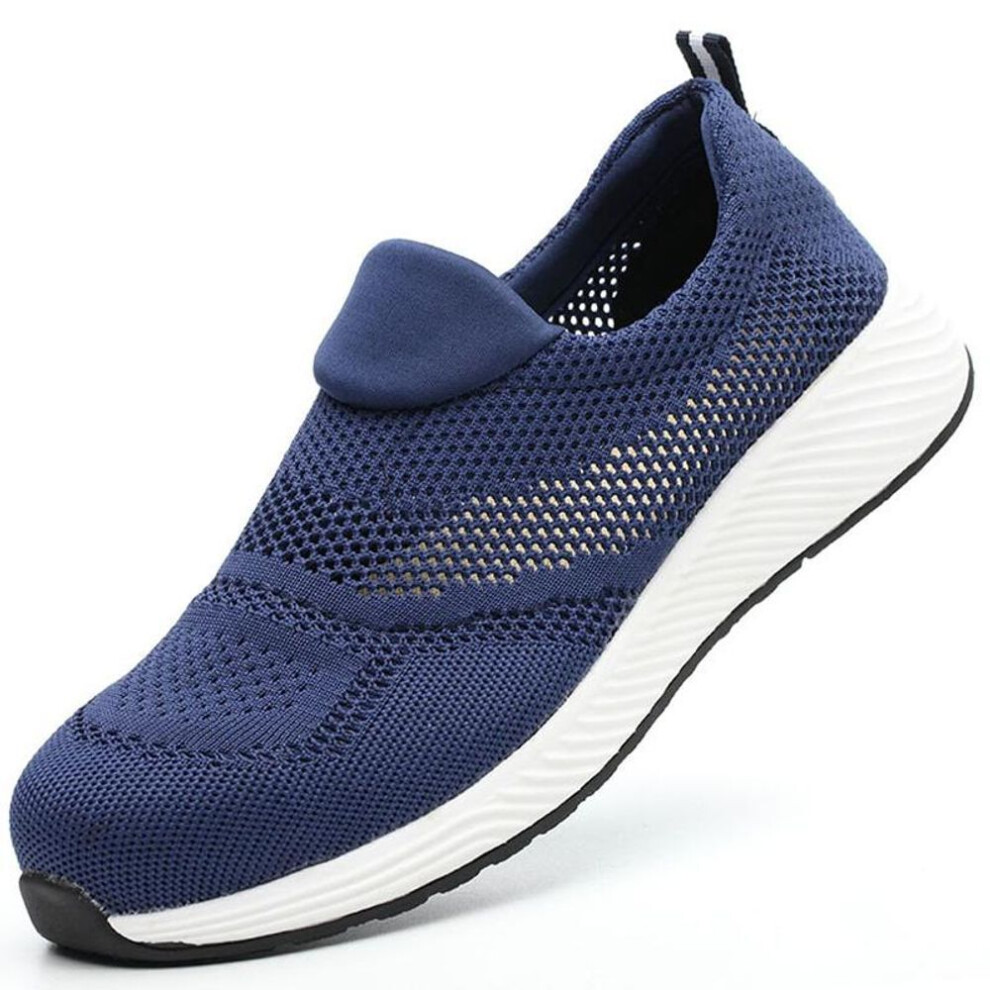 (blue, 41) Summer Breathable Work Safety Shoes Men Women Work Sneakers Lightweight Steel Toe Indestructible Shoes Anti-Smash Anti-Punture Safety Work Boots