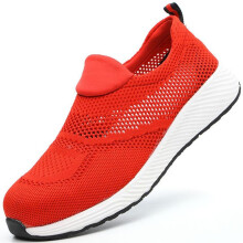 (red, 38) Summer Breathable Work Safety Shoes Men Women Work Sneakers Lightweight Steel Toe Indestructible Shoes Anti-Smash Anti-Punture Safety Work Boots