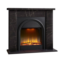 Adam Burlington Electric Fireplace Suite in Black Carrara Marble Effect, 43 Inch