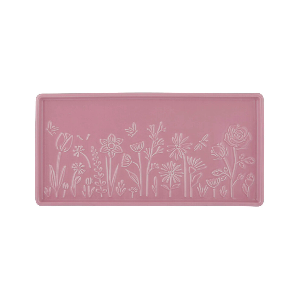 Rectangle Platter In The Meadow Stoneware Floral Embossed Food Serving Dish-image-OPC-PH25S89-NEW