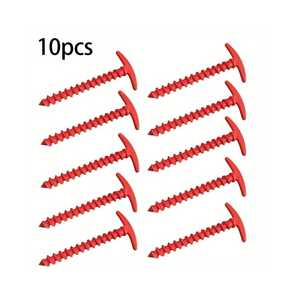 (Red) 10Pcs Outdoor Ground Stakes - Windproof Canopy Tent Spiral Nails For Camping, Outdoor Tools Red Black Green 9435439572674