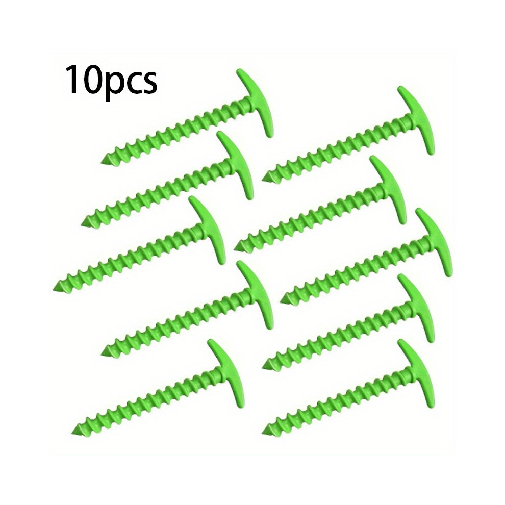 (Green) 10Pcs Outdoor Ground Stakes - Windproof Canopy Tent Spiral Nails For Camping, Outdoor Tools Red Black Green 9435439572667