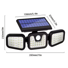 (1pc 74LED black white light) 1pc 74 LED Solar Sensor Light Three Modes Three Head Split Wall Lamp Emergency Light Outdoor Adjustable Head Solar Garden Wall Light