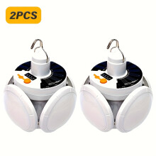 (2pcs) 2pcs LiHangStar Portable Solar Lanterns, USB Rechargeable LED Bulbs | Foldable Multi-Functional Lights for Camping, Hiking, Fishing, Emergency