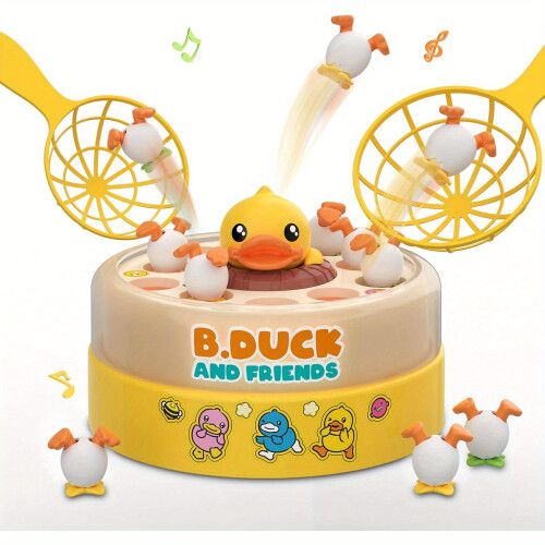 (Board Game) Duck Bounce and Catch Duck Board Game - Colorful, Interactive Toy for Kids 4-12, Family Fun with Music and Lights