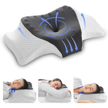 (WHITE) GAVENO CAVAILIA Hybrid Groove Memory Foam Pillow | Contoured Ergonomic Design for Neck & Shoulder Support