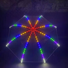 (One Pack) Colorful Creative LED Flash Umbrella Luminous Gift Umbrella Stage Props Performance Supplies Halloween Decoration