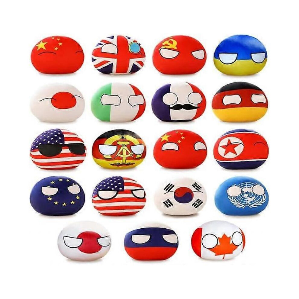19pcs Country Balls Plushies Set, 10cm Poland Ball Plush Doll, Pendant Accessories, Stuffed Toys Gifts for Kids Adults