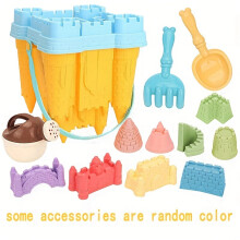(Yellow) 13pcs Durable Plastic Beach Castle Toy Set - Outdoor Summer Fun for Youngsters