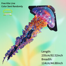 (1pc) 1pc Hot 3D Giant Jellyfish Kite with Tail More Floating, Beach Outdoor Game, with Kite Line Board