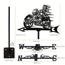 Halloween Skull Motorcycle Weather Vane - Metal Outdoor Decor for Garden & Yard, Festive Holiday Craft
