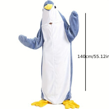 (S) Cozy Penguin-Themed Sleeping Bag - Cute Cartoon Design with Flippers, Soft Polyester Fabric, Tear-Resistant, All-Season Use, Hand or Machine Washable
