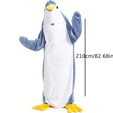 (XL) Cozy Penguin-Themed Sleeping Bag - Cute Cartoon Design with Flippers, Soft Polyester Fabric, Tear-Resistant, All-Season Use, Hand or Machine Washable