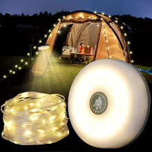 (Warm White Light, KxK828-warm) Pack of 1 Camping Light String, Warm Light USB Rechargeable Outdoor Camping Lamp, with 5 Modes and Adjustable Brightness