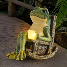 (Rocking Chair Frog*1pc) Solar Light Charming Frog Garden Statue - Indoor & Outdoor Decor, Ideal Gift for Halloween and Christmas