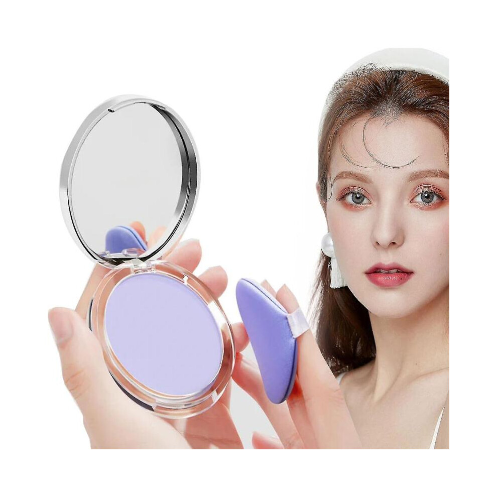 (2 Pcs) Lavender Matte Powder,Chillab Lavender Matte Powder Oil Control Silky Blurring Chillab Polvo Compacto with Powder Puff