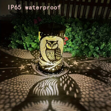 (C Lantern-Owl) Solar Lanterns Outdoor Hanging Owl Light Metal IP65 LED Lantern with Solar Powered Garden Decor for Outside Yard Patio Decorations with Handle owl