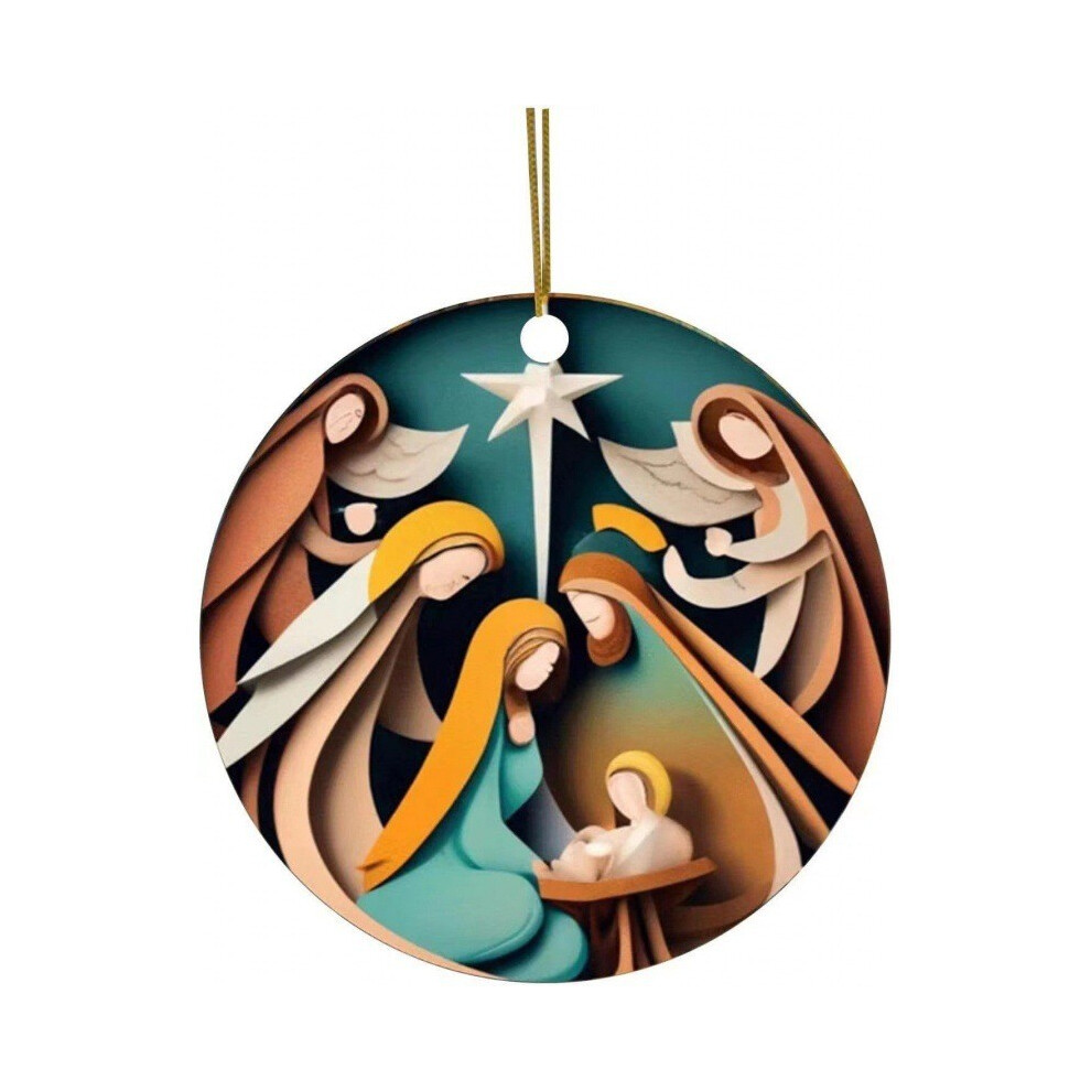 (3)Accessoire à suspendre voiture crèche bébé Jésus dessin animé accrocheur pour des vibrations festives joyeuses