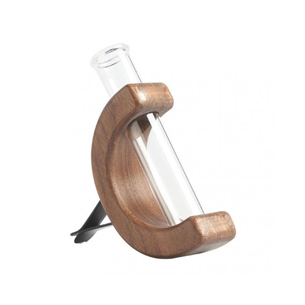 (Black Walnut) Airs Outlet Glass Vase Holder Clip for Car Center Console Wooden Flower Arrangement for Truck