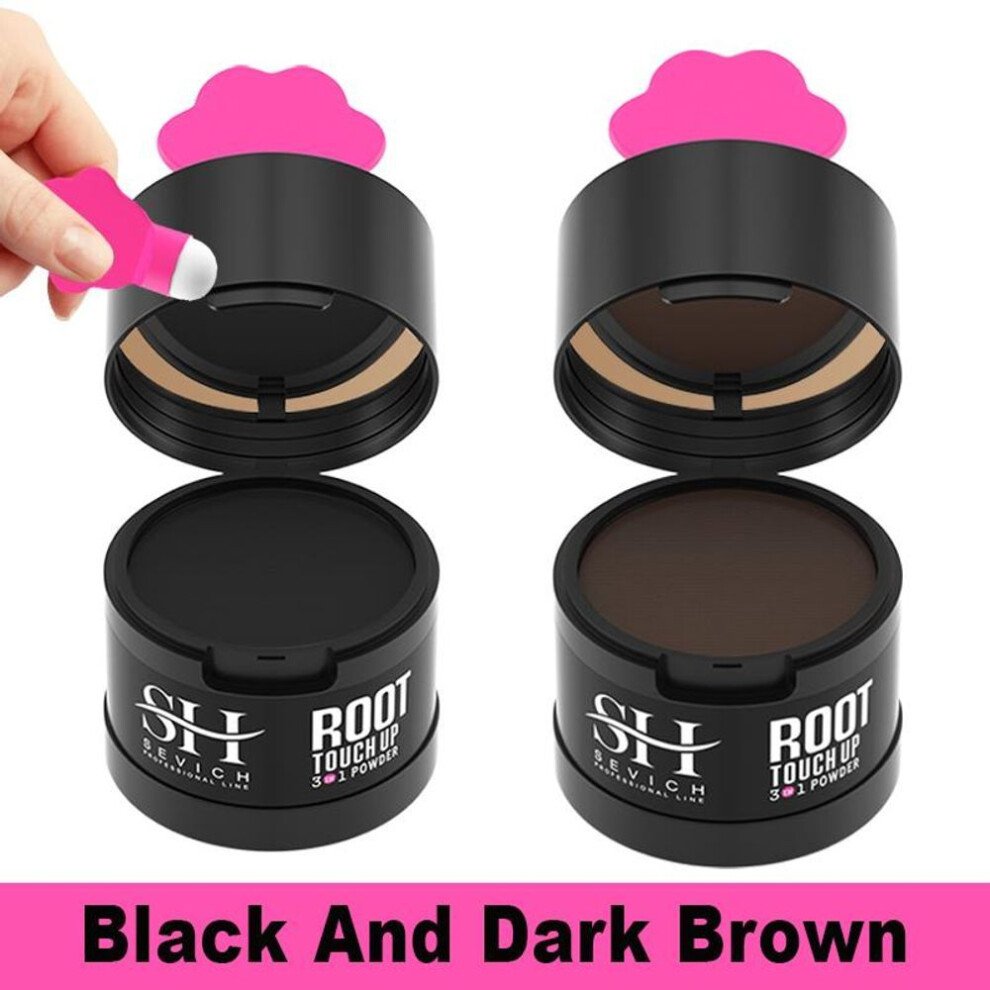 (black,dark brown, 2pcs) 2024 New Hairline Powder 4g Sevich Black Root Cover Up Instant Waterproof Hair Line Shadow Powder Hair Concealer Coverage Makeup