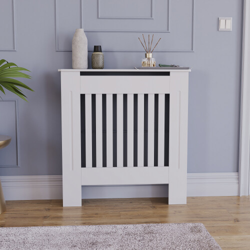 Vida Designs (Small) Chelsea Radiator Heater Cover Slatted White 2