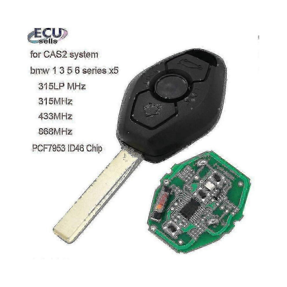 Ecusells 315lp / 315mhz /433mhz /868mhz 3b Remote Key with Pcf7953 Id46 Chip for Bmw Cas2 5 Series E46 E60 E83 E53 E36 E38