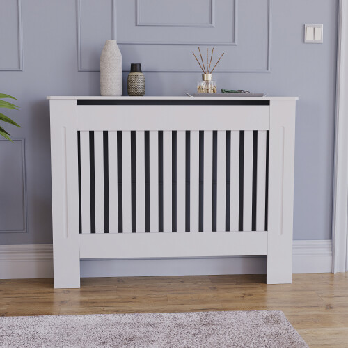 Vida Designs (Medium) Chelsea Radiator Heater Cover Slatted White 1