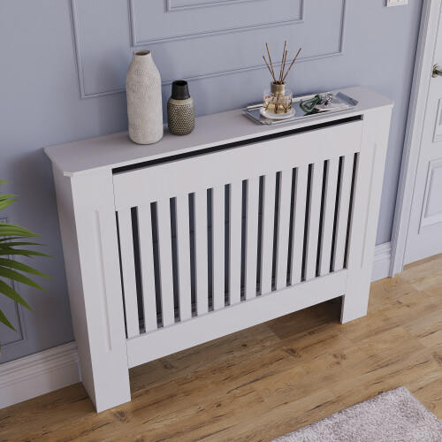 Vida Designs (Medium) Chelsea Radiator Heater Cover Slatted White 2