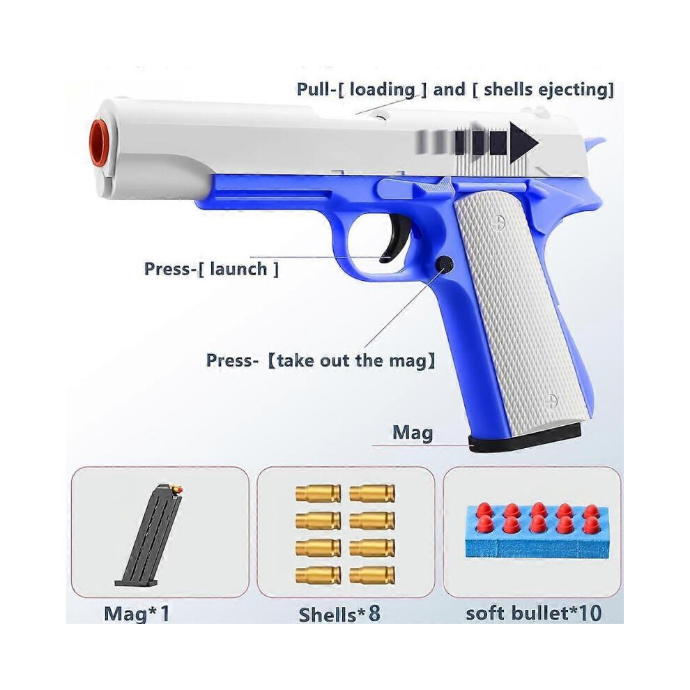 (WHITE) Toy Guns Ball Blaster With Soft Bullets Toys Foam Blaster Shooting Games Education Toy Model For 6,7,8,9,14+ Kids