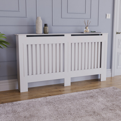 (Large) Chelsea Radiator Heater Cover Slatted White