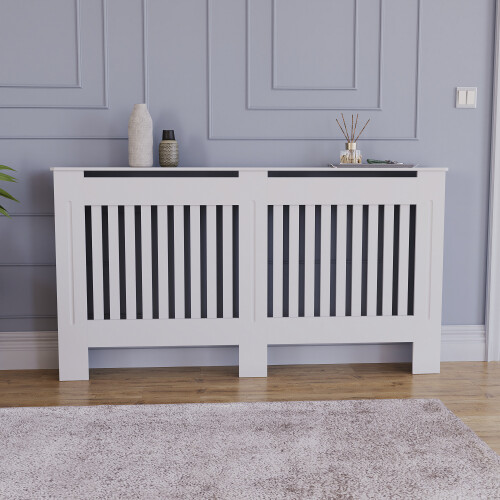 Vida Designs (Large) Chelsea Radiator Heater Cover Slatted White 2