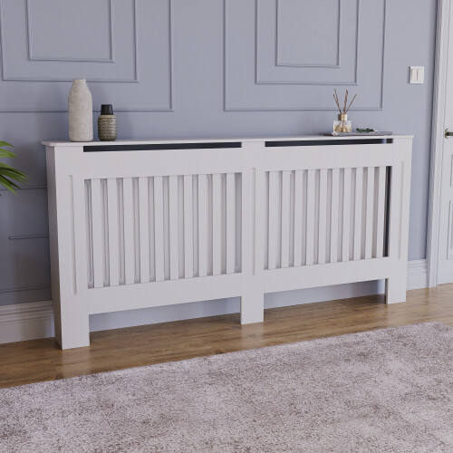 (Extra Large) Chelsea Radiator Heater Cover Slatted White