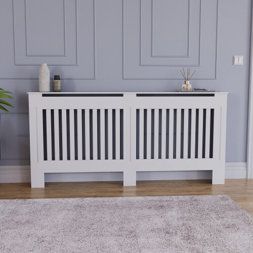 Vida Designs (Extra Large) Chelsea Radiator Heater Cover Slatted White 2