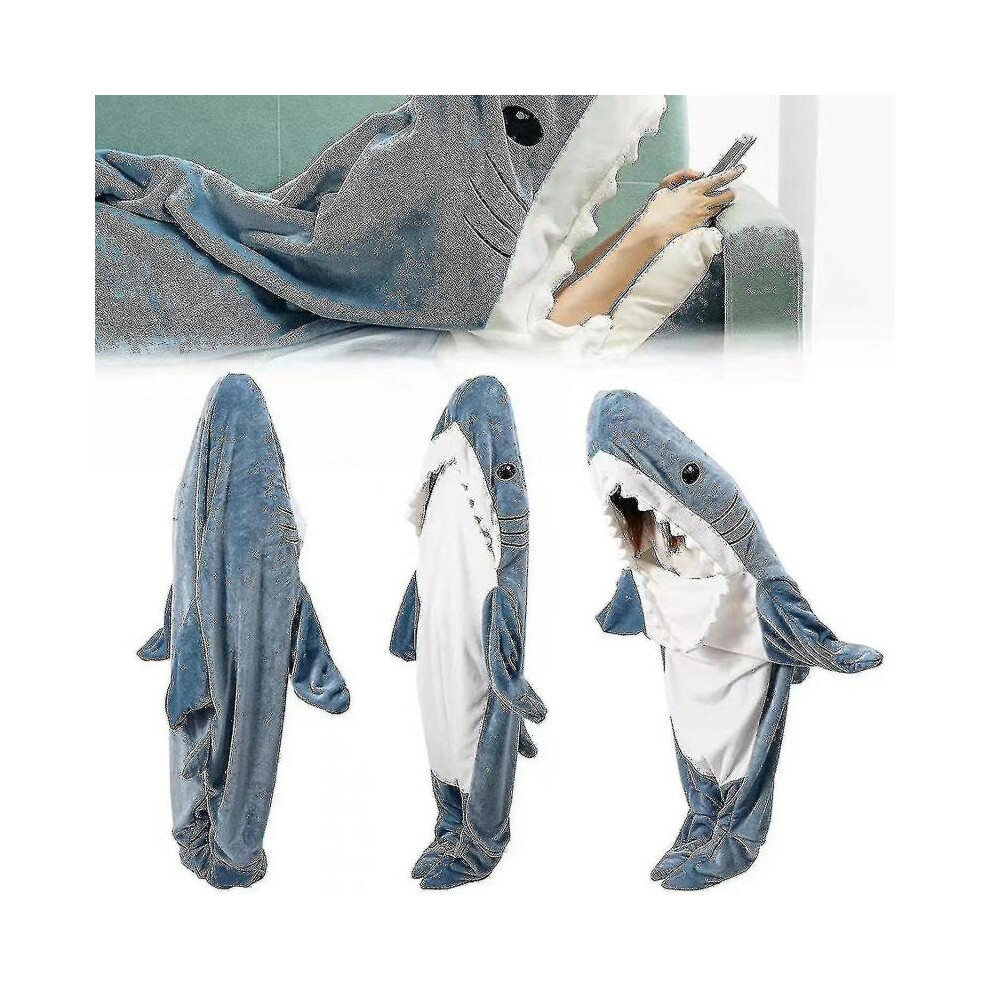 (Pink, 190cm) Super Soft Shark Blanket Hoodie Adult Shark Blanket Cozy Flannel Hoodie