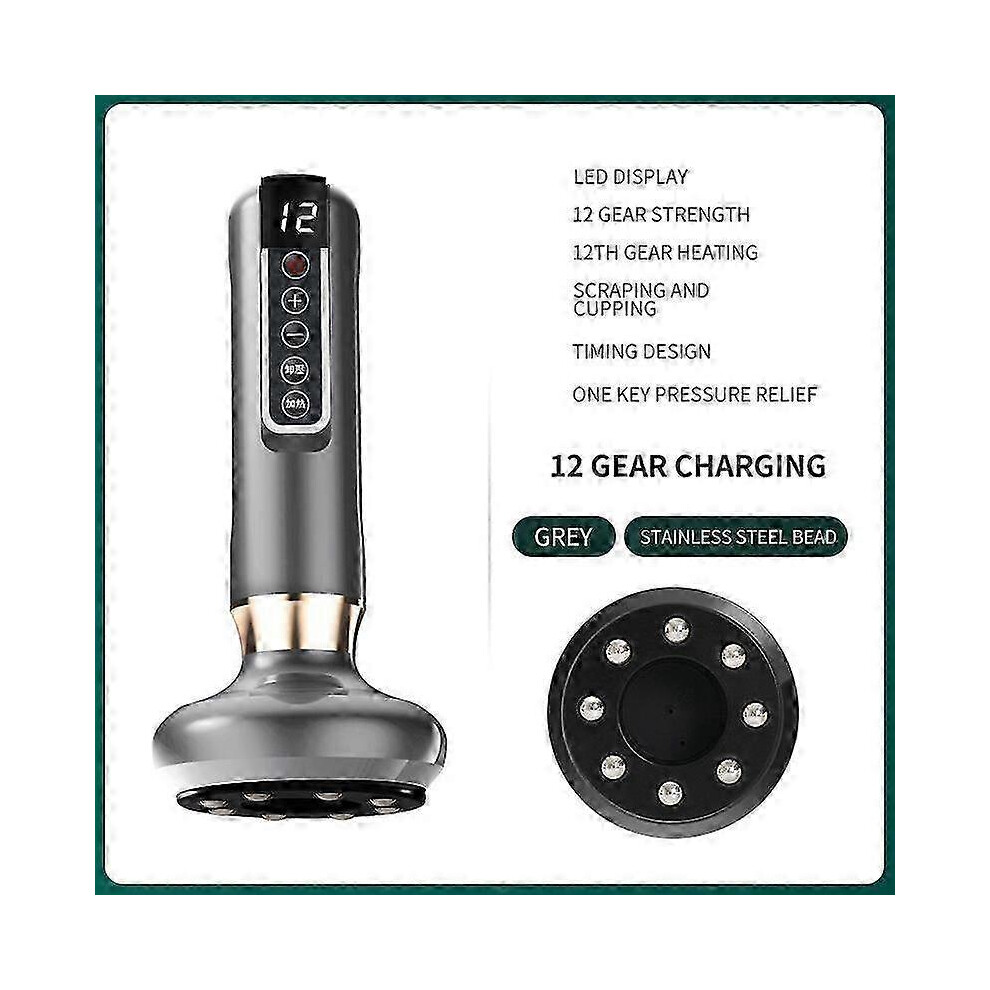 (Gray, 12 speed bead head) Handheld Cellulite Massager, Body Sculpting Machine, Rechargeable & Cordless