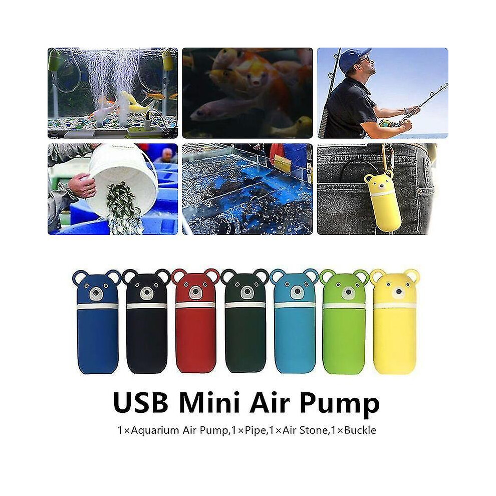 (light blue) Mini Aquarium Air Pump Outdoor Fishing Oxygen Compressor Usb Rechargeable Fish Tank Air Pump