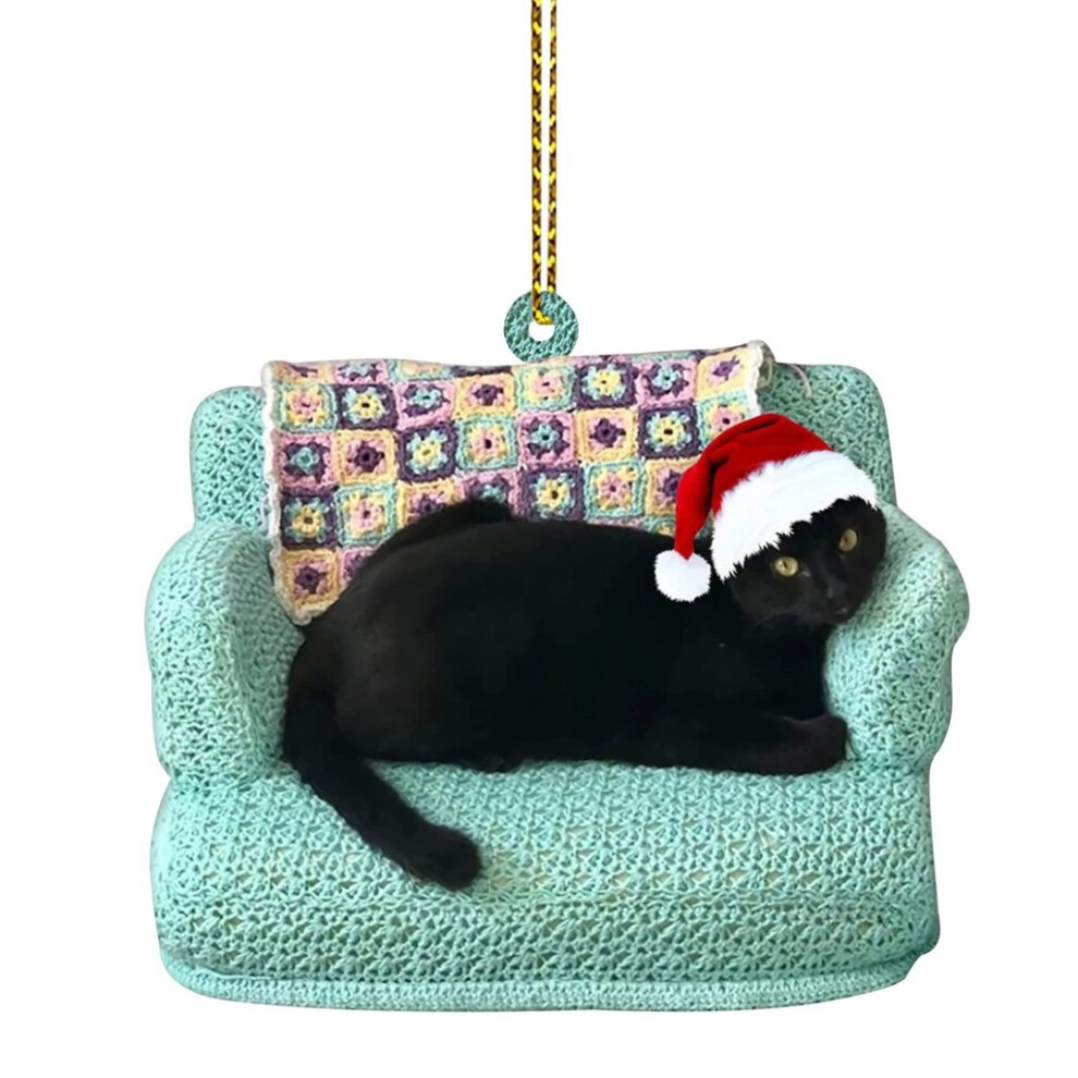 (1)Pendentif chat noir Noël fantaisiste décoration acrylique colorée pour intérieur voiture