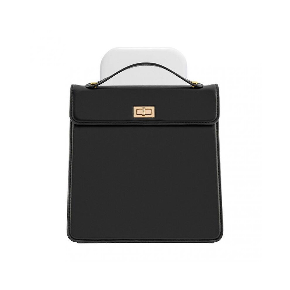 (Black) 2 in 1 Portable Makeup Bag 2 in 1 Portable Makeup Bag with Built-in LED-Lighting Mirror for Business Trip