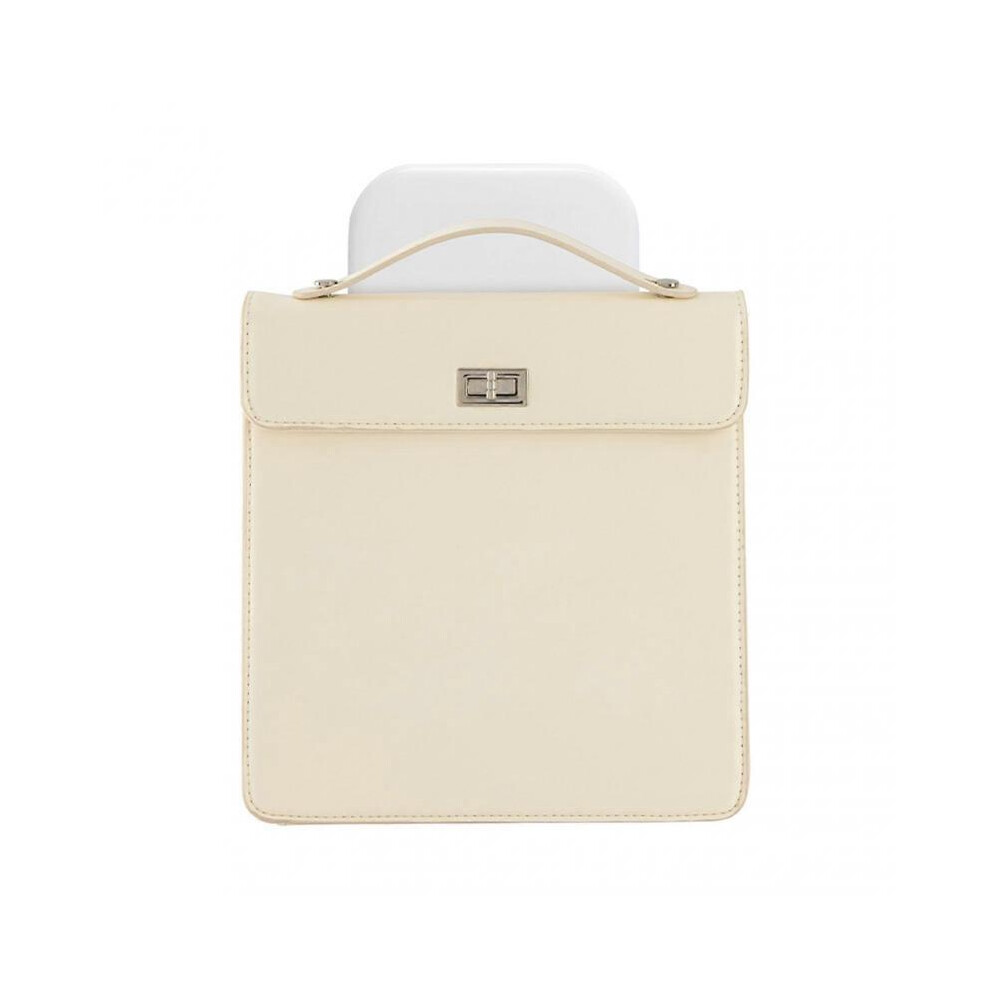 (Beige) 2 in 1 Portable Makeup Bag 2 in 1 Portable Makeup Bag with Built-in LED-Lighting Mirror for Business Trip