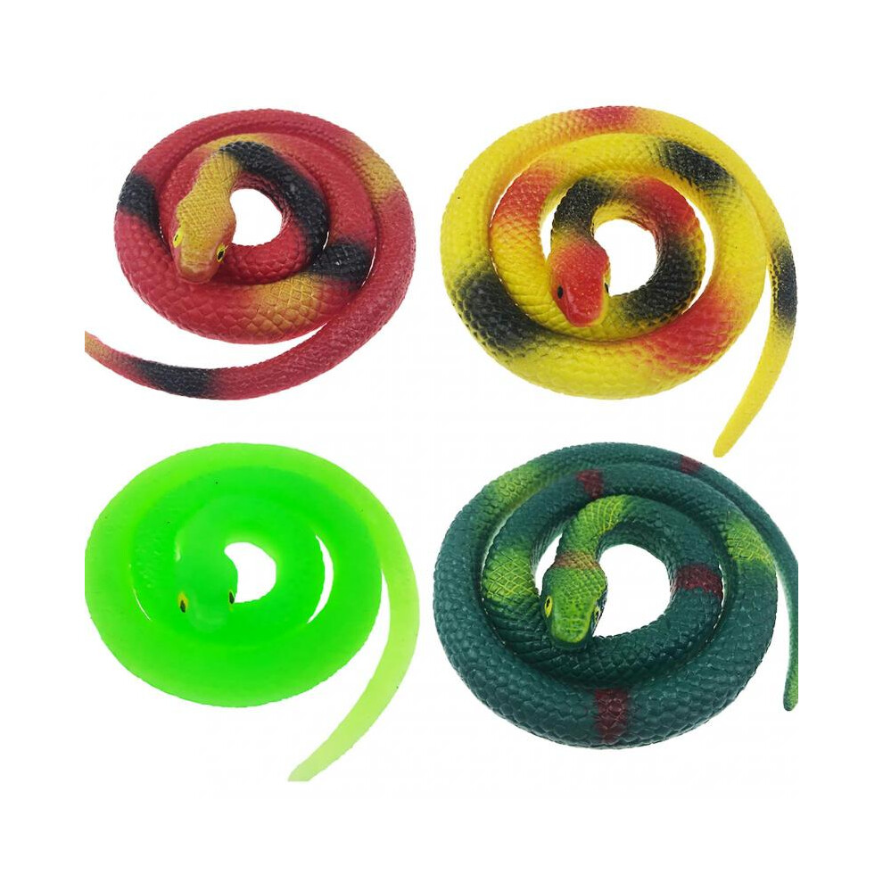 4 PCS Pranks Fake Rubber Snakes Toys Lightweight Portable Snake Toy Scare Toy Snake