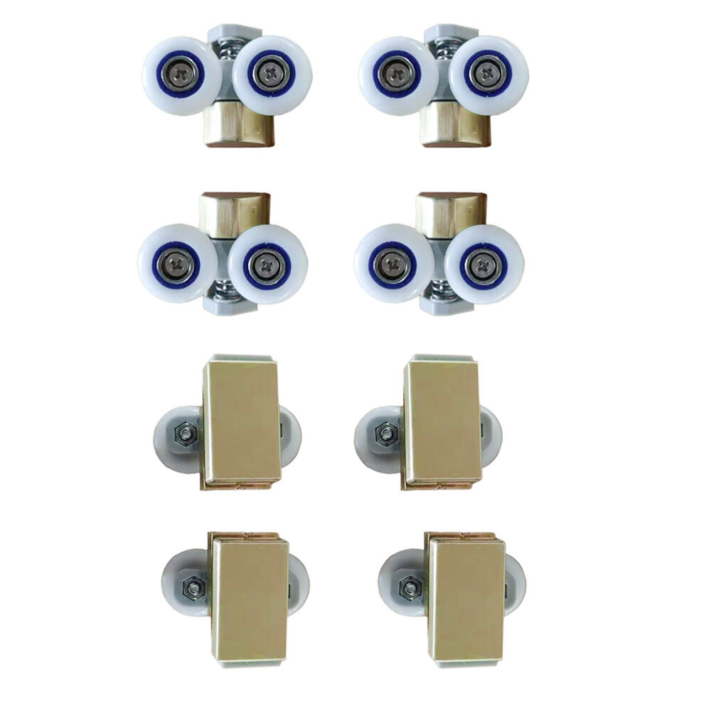 Nes Home 23mm Brushed Brass Shower Door Double Wheels 4 Upper & 4 Down Roller-image-OPC-PH267KF-NEW