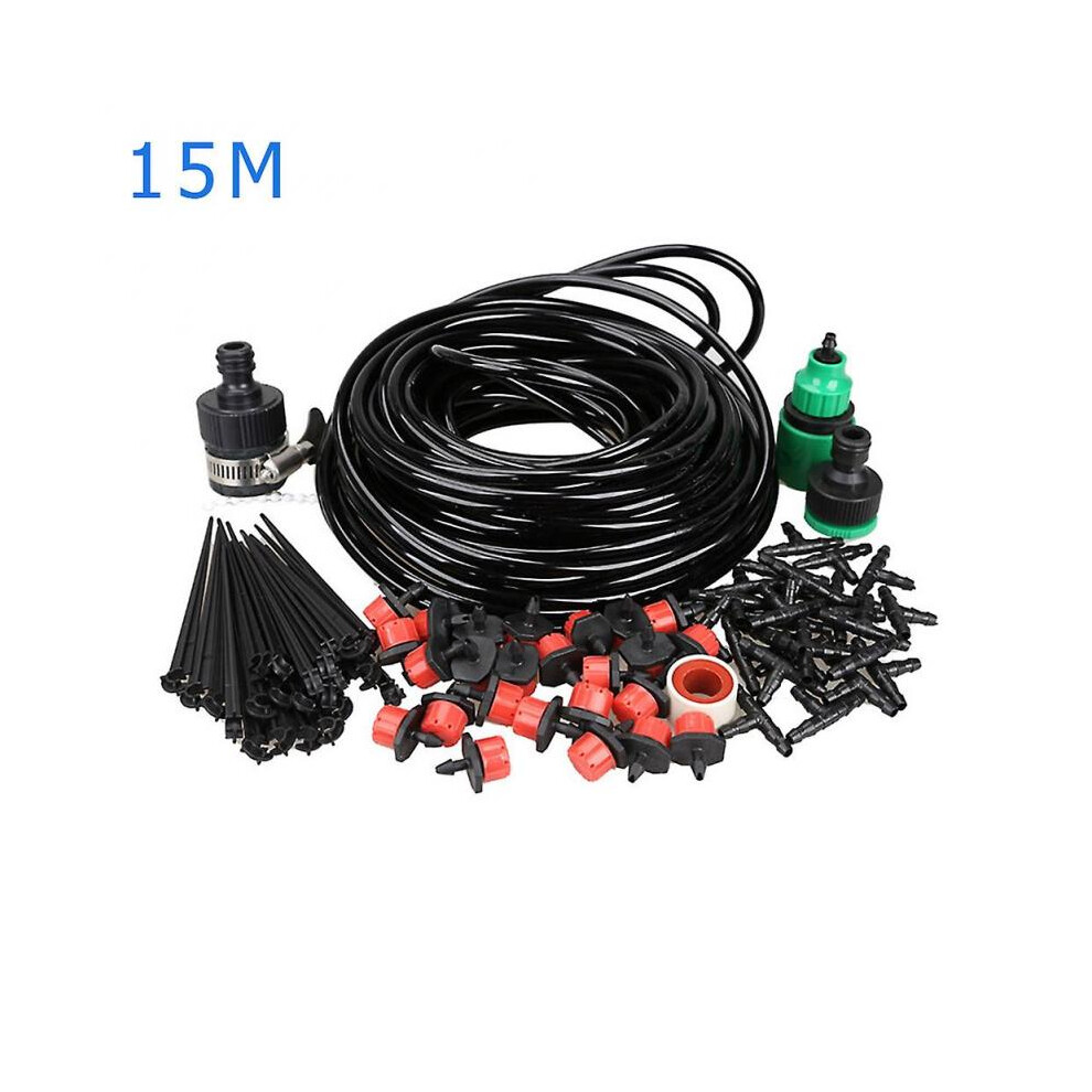 (15m) 10/15/20/25m Automatic Flowers Drip Irrigation System Adjustable Tubing Dripper Watering Garden Hose Kit