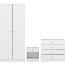 2 Door Wardrobe Bedroom Furniture Set White Gloss, Denver 3 Piece
